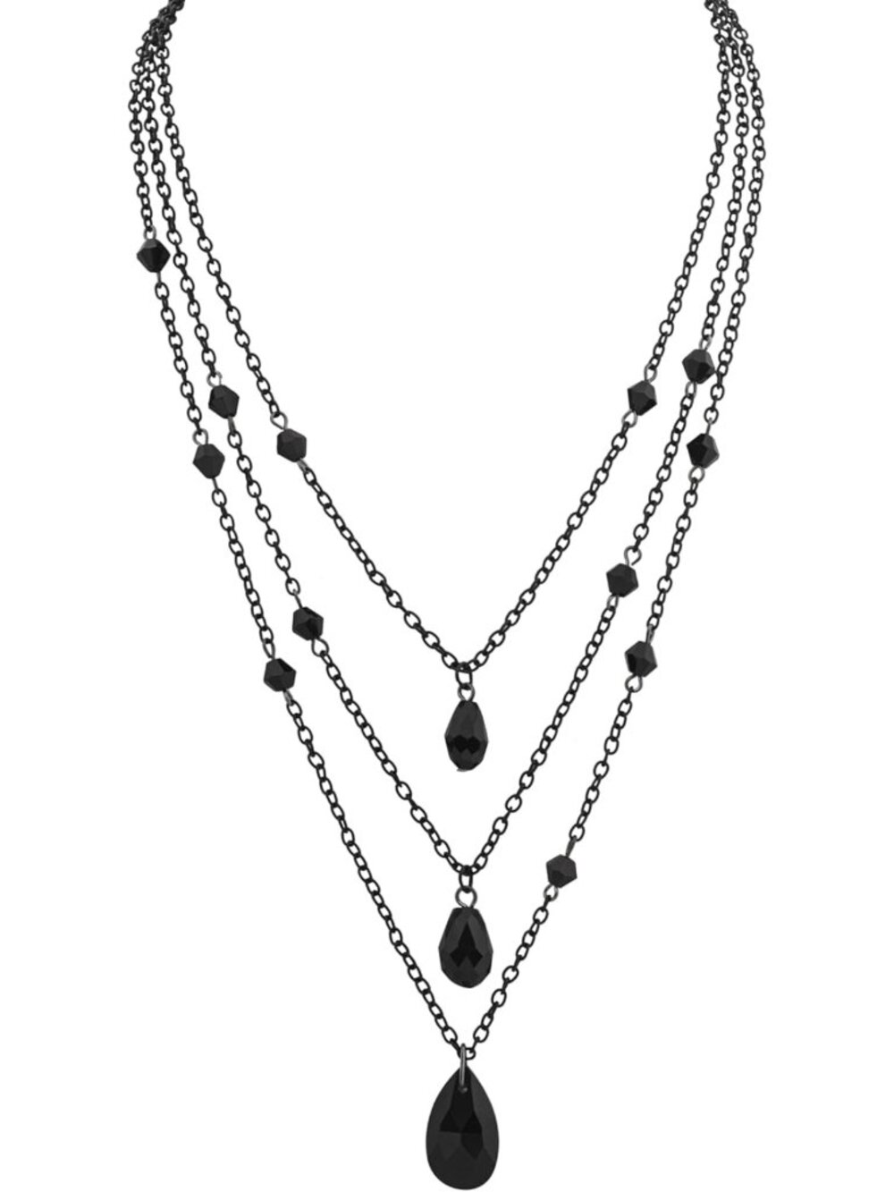 Layered Black Red Teardrop Choker Necklace | Gothic Emo Punk Grunge Jewelry Gift